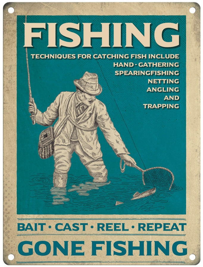 Metal ''Gone Fishing'' Sign